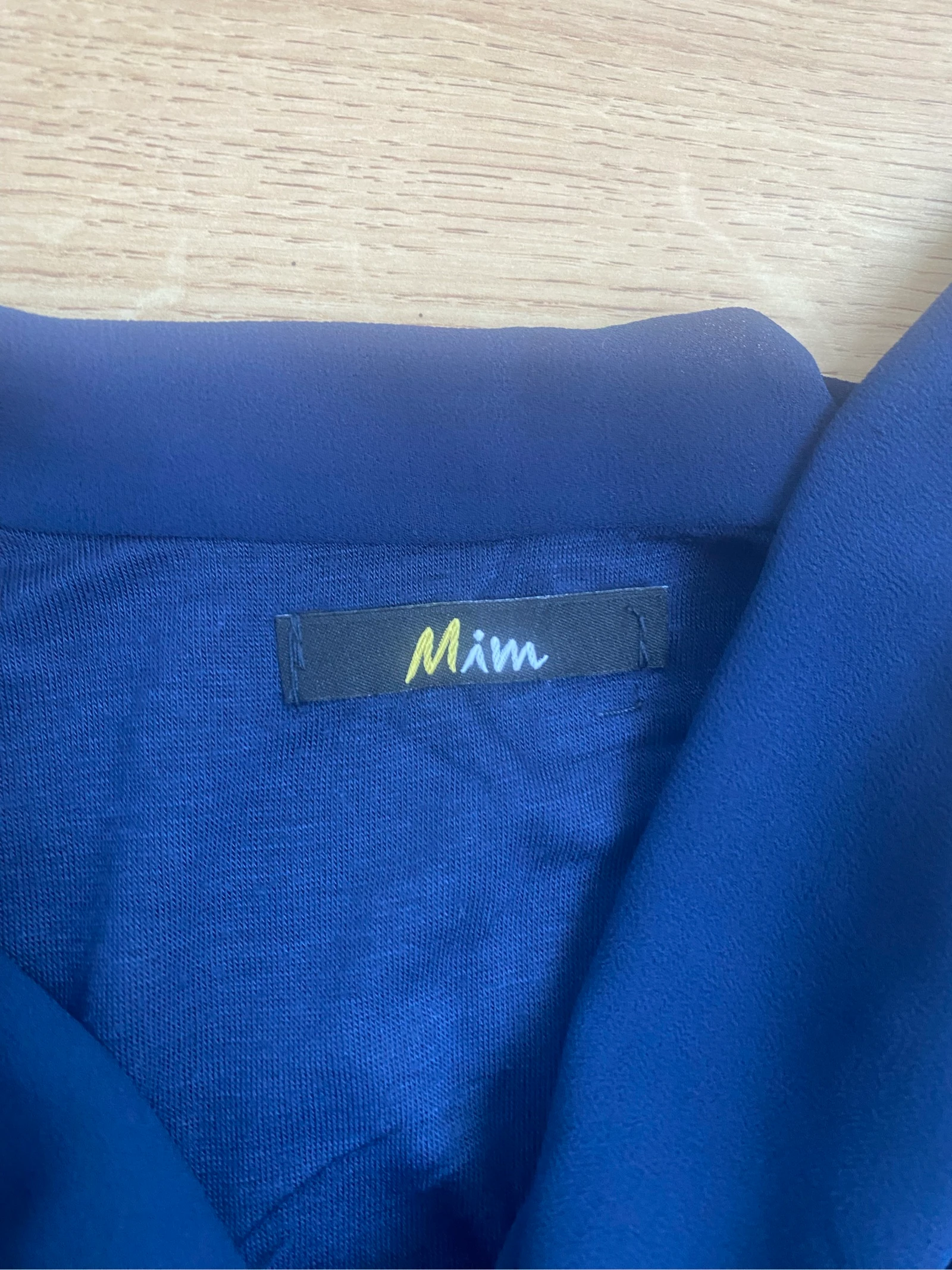 Vestido MIM Talla 36 S Azul Marino Navy Cuello Bautizo Drapeado Sin Mangas Fluido – photo 2